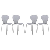 Leisuremod Carson Mid-Century Dining Side Chairs, Set Of 4 (Transparent Black)