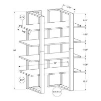 Monarch Specialties I Bookcase-60 H Black Metal, Dark Taupe