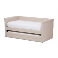 Baxton Studio Alena Fabric Daybed With Trundle In Light Beige