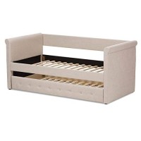 Baxton Studio Alena Fabric Daybed With Trundle In Light Beige