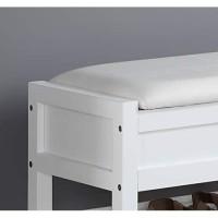 Roundhill Furniture Rouen Clean White Seating Bench With Shoe Storage,