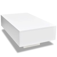 Vidaxl Coffee Table, Rectangular End Table, Accent Side Table For Living Room Bedroom, Home Furniture, Modern Style, High Gloss White