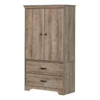 South Shore Versa 2-Door Armoire With Drawers, Weathered Oak