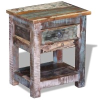 Vidaxl Side Table With 1 Drawer Solid Reclaimed Wood 17X13X20