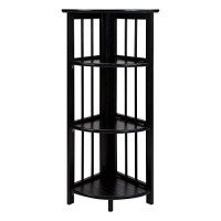 Casual Home 4 Tier Corner Folding Bookcase, Black