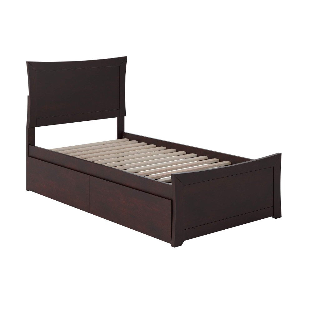 Afi Metro Twin Extra Long Platform Bed With Matching Footboard And Turbo Charger With Urban Bed Drawers In Espresso
