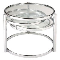 New Spec Cota Chrome Frame And Glass 3 Tier Swivel Motion Coffee Table