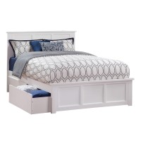 Atlantic Furniture Ar8636112 Madison Platform Bed With Matching Foot Board And 2 Urban Bed Drawers, Full, White