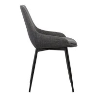 Armen Living Mia Contemporary Upholstered Chair With Metal Legs, Dining Height, Charcoal