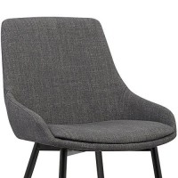 Armen Living Mia Contemporary Upholstered Chair With Metal Legs, Dining Height, Charcoal