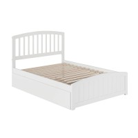 Afi Richmond Full Platform Bed With Matching Footboard And Turbo Charger With Twin Size Urban Trundle In White