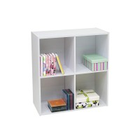 Pilaster Designs Contemporary White Wood Darrin 4 Open Cube Shelves Bookcase Storage Organizer