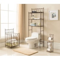 Pilaster Designs Transitional Copper Iron 3 Tier Exeter Over The Toilet Bathroom Spacesaver Storage Rack Organizer