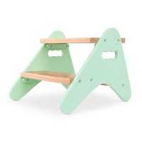 B Toys- B Spaces- B Spaces By Battat - Kids Wooden Two Step Stool - Peek-A-Boost - Mint & Wood- 2 Years +