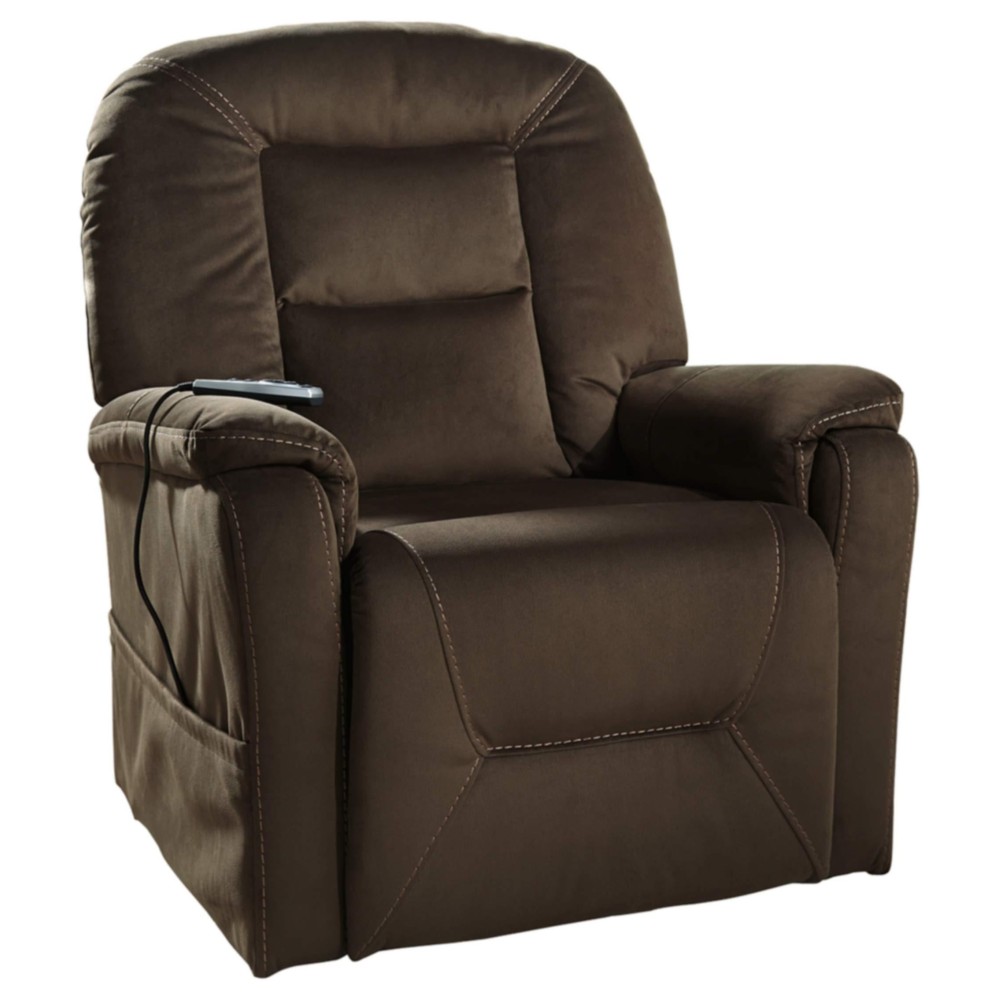 Signature Design By Ashley Samir Power Lift Recliner For Elderly With Heated & Massage Seat, Brown