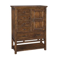 Intercon Wolf Creek Chest With 5 Drawers And Cabinet, Vintage Acacia Dresser, Brown