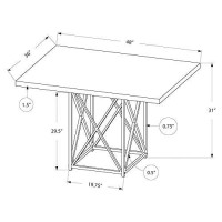 Monarch Specialties I Dining Table Metal Base, 36 X 48, Grey/Chrome