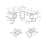 Monarch Specialties Computer 70L Desk Left Or Right Facing - Taupe