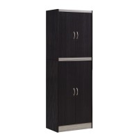 Hodedah 4 Door Kitchen Pantry With Four Shelves, Chocolate