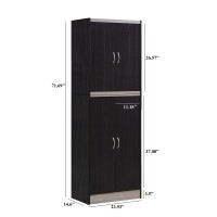 Hodedah 4 Door Kitchen Pantry With Four Shelves, Chocolate