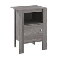 Monarch Specialties Accent Table-Grey Night Stand With Storage, 1725 L X 14 D X 2425 H