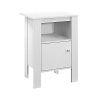 Monarch Specialties Accent Table-White Night Stand With Storage, 1725 L X 14 D X 2425 H