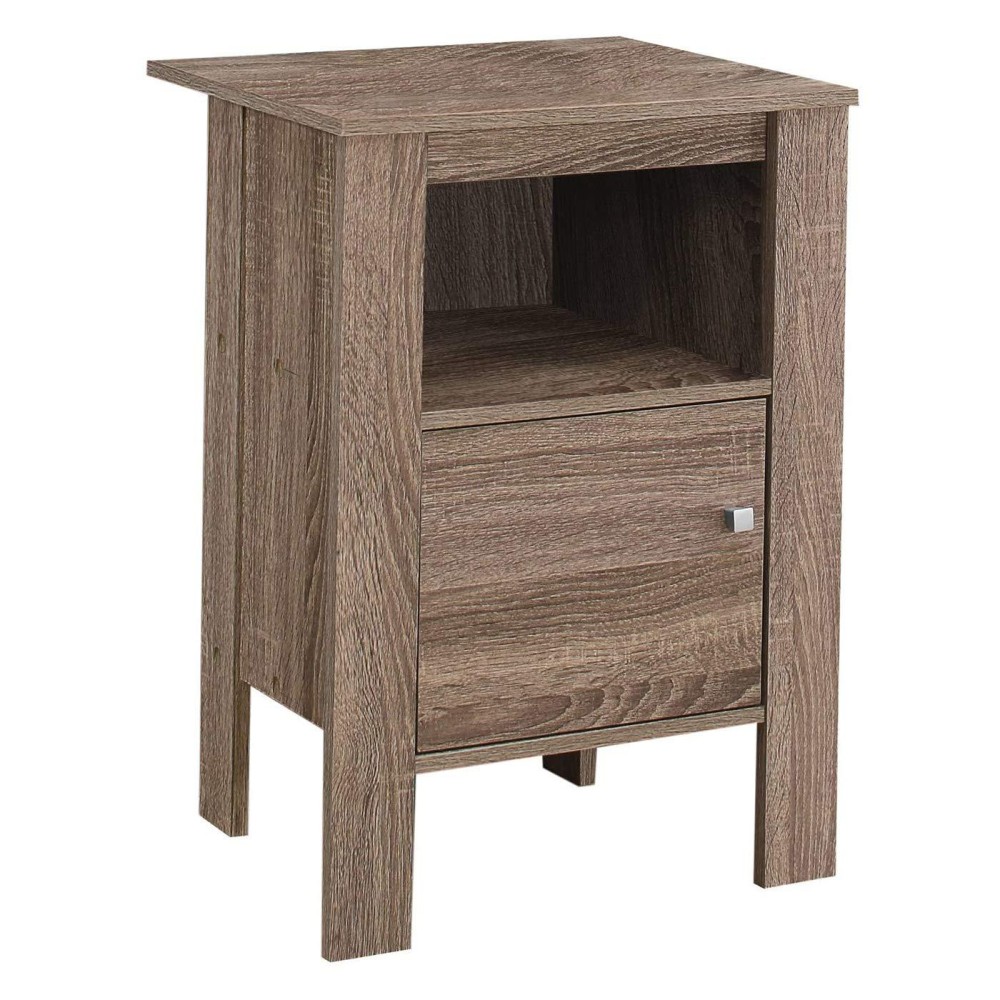 Monarch Specialties Accent Table-Dark Taupe Night Stand With Storage, 1725 L X 14 D X 2425 H