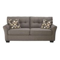 Signature Design By Ashley Tibbee Tufted Modern Full Sofa Sleeper With 2 Accent Pillows, Dark Taupe