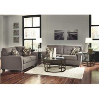 Signature Design By Ashley Tibbee Tufted Modern Full Sofa Sleeper With 2 Accent Pillows, Dark Taupe
