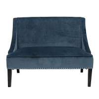 Madison Park Avalon Swoop Arm Settee Blue/Brown See Below, Mp106-0383