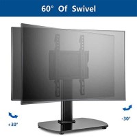 Universal Swivel Tabletop Tv Stand For Flat Screens 20 22 24 26 32 39 40 Inch, Heavy Duty Center Pedestal Stand Replacement With Black Tempered Glass Base And Height Adjustable Mount