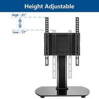 Universal Swivel Tabletop Tv Stand For Flat Screens 20 22 24 26 32 39 40 Inch, Heavy Duty Center Pedestal Stand Replacement With Black Tempered Glass Base And Height Adjustable Mount