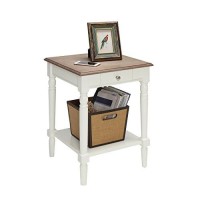Convenience Concepts French Country 1 Drawer End Table With Shelf, Driftwood/White