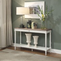 Convenience Concepts French Country Console Table With Drawer And Shelf, Driftwood/White