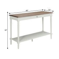 Convenience Concepts French Country Console Table With Drawer And Shelf, Driftwood/White