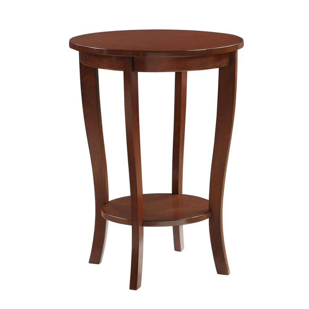 Convenience Concepts American Heritage Round End Table With Shelf, Espresso