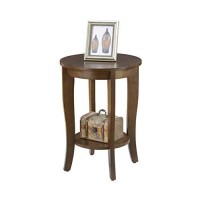 Convenience Concepts American Heritage Round End Table With Shelf, Espresso