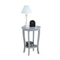 Convenience Concepts American Heritage Round End Table With Shelf, Gray