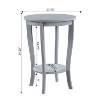 Convenience Concepts American Heritage Round End Table With Shelf, Gray