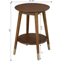 Convenience Concepts 7103050Es Wilson Mid Century Round End Table With Bottom Shelf, Espresso, 18 In X 18 In X 24 In (D X W X H)