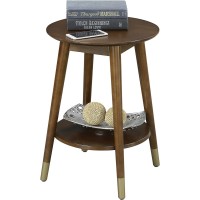 Convenience Concepts 7103050Es Wilson Mid Century Round End Table With Bottom Shelf, Espresso, 18 In X 18 In X 24 In (D X W X H)