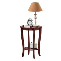 Convenience Concepts American Heritage Round End Table With Shelf, Mahogany