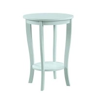 Convenience Concepts American Heritage Round End Table With Shelf, Sea Foam