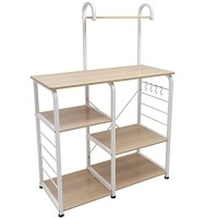Dlandhome Microwave Stand Kitchen Cart, Microwave Cart Stand, 354 Inches Kitchen Utility Storage 3-Tierx4-Tier For Baker And Rack And Spice Rack Organizer Workstation Shelf, Maple, 172-M