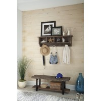 Sonoma 48 Reclaimed Wood And Metal Wall Mounted Coat Hook With Storage Cubbies And Bench Set, Natural