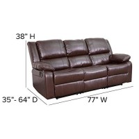 Flash Furniture Harmony Series Brown Leathersoft Sofa With Two Built-In Recliners