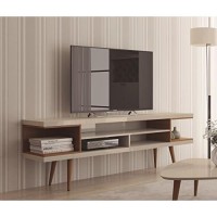 Manhattan Comfort Utopia Wood 70 Tv Stand In Maple Cream & Off White