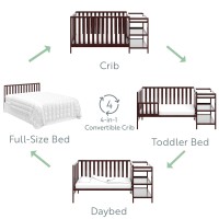 Storkcraft Pacific 4-In-1 Convertible Crib And Changer, Espresso Easily Converts To Toddler Bed, Day Bed Or Full Bed, 3 Position Adjustable Height Mattress