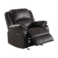 Acme Zuriel Faux Leather Rocker Recliner In Black