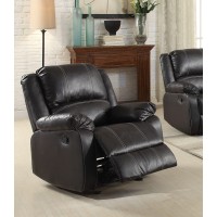 Acme Zuriel Faux Leather Rocker Recliner In Black